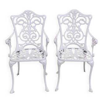 Pair of old metal garden chairs