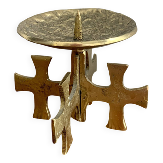 Brutalist bronze candleholder, 1970s