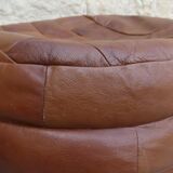 Leather patchwork pouf, 70s