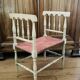 Banquette époque fin XIXe assise en paille colorée structure rechampie
