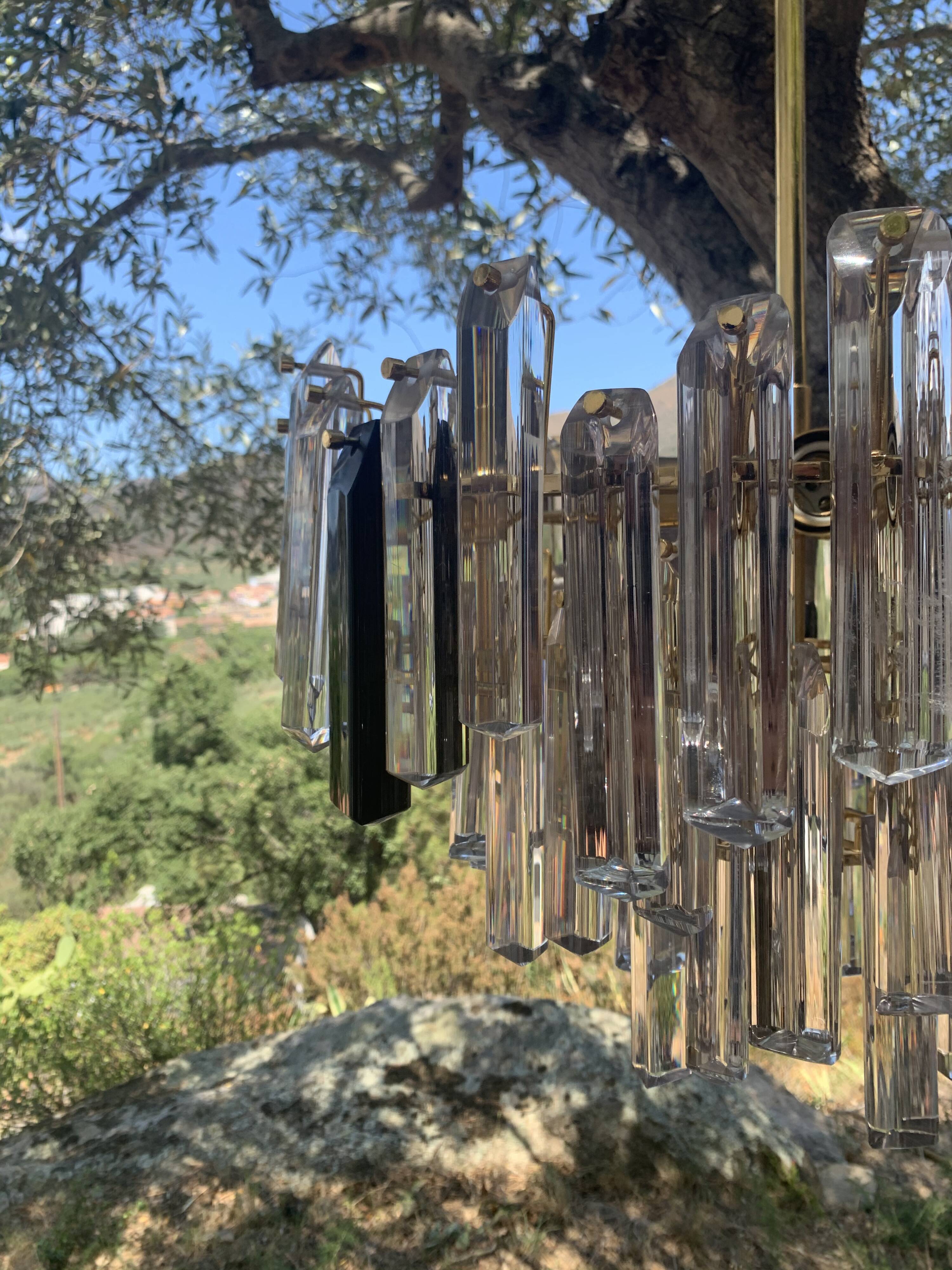 Venini trihedron chandelier in Murano glass