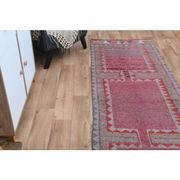 Tribal Turkish Vintage Runner, Pink Purple Handmade Oushak Runner 95x304