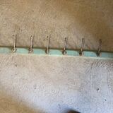 Antique coat rack with 12 hooks on wood (in different colors)
