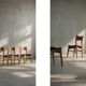 Ensemble de 4 chaises de salle à manger vintage mi-siècle danoise modernes en hêtre et teck.