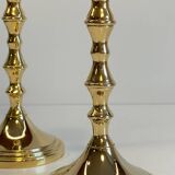Pair of vintage golden metal candle holders