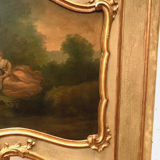 Louis XV style trumeau in patinated and gilded wood XX century