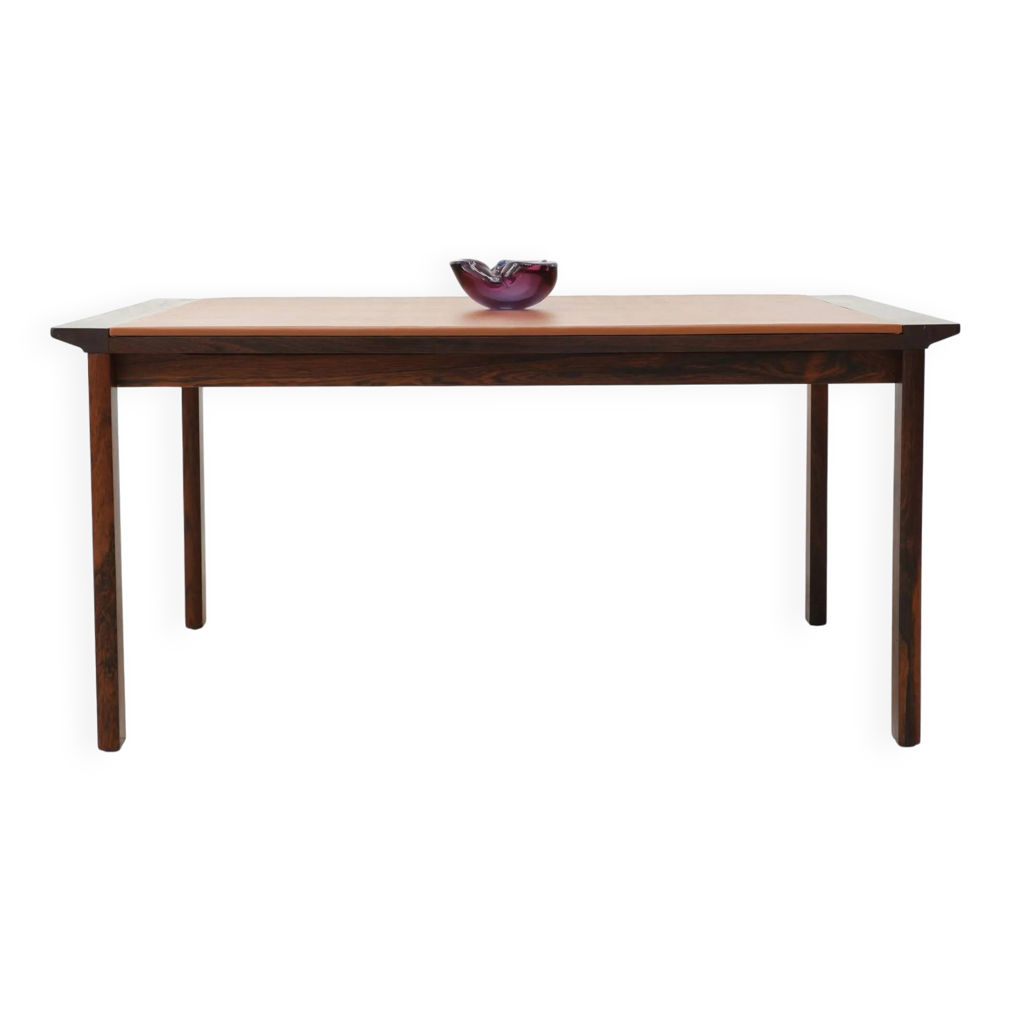 Rosewood and Leather Coffee Table by Hans Olsen