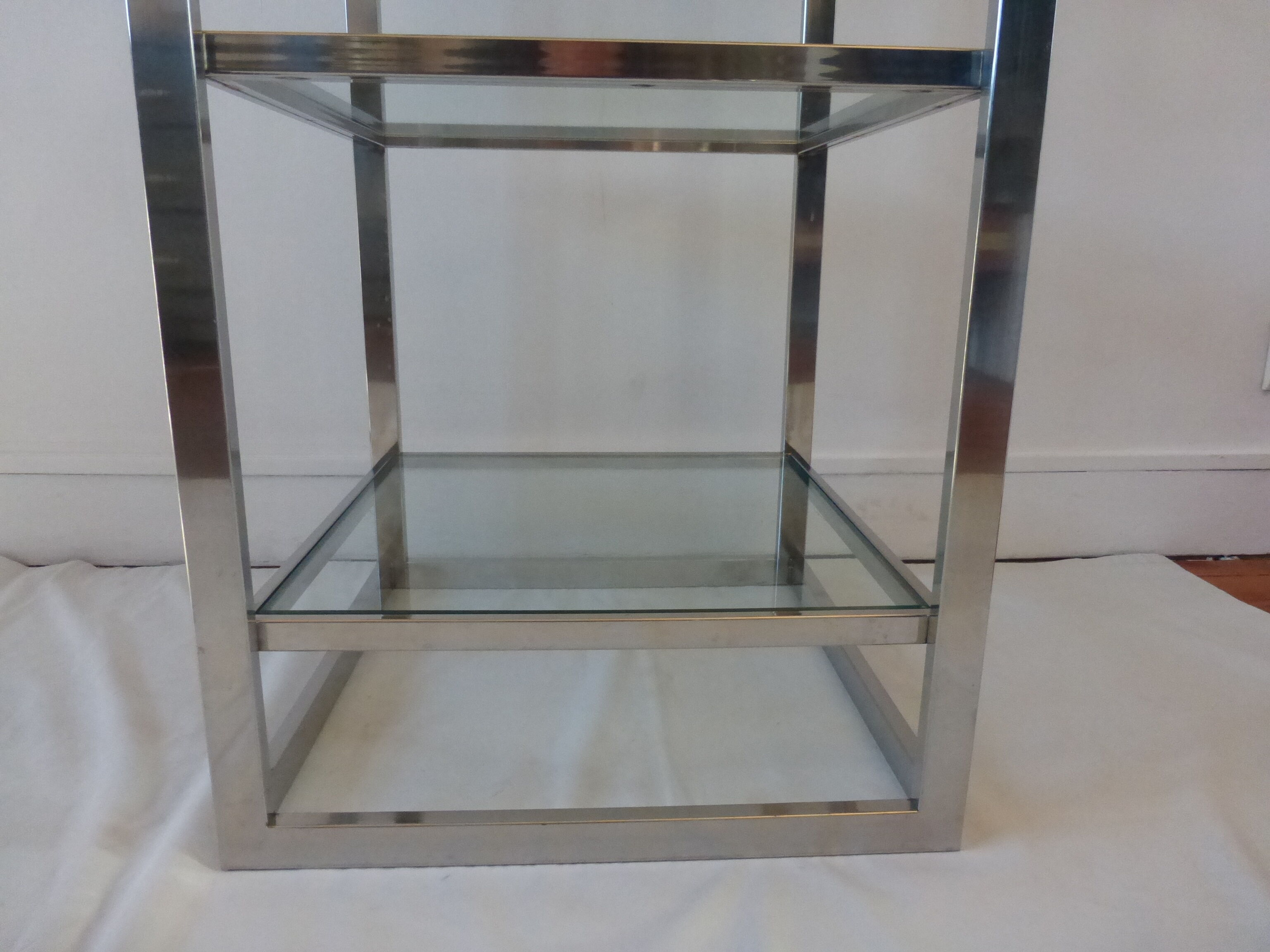 Étagère verre et acier chromé