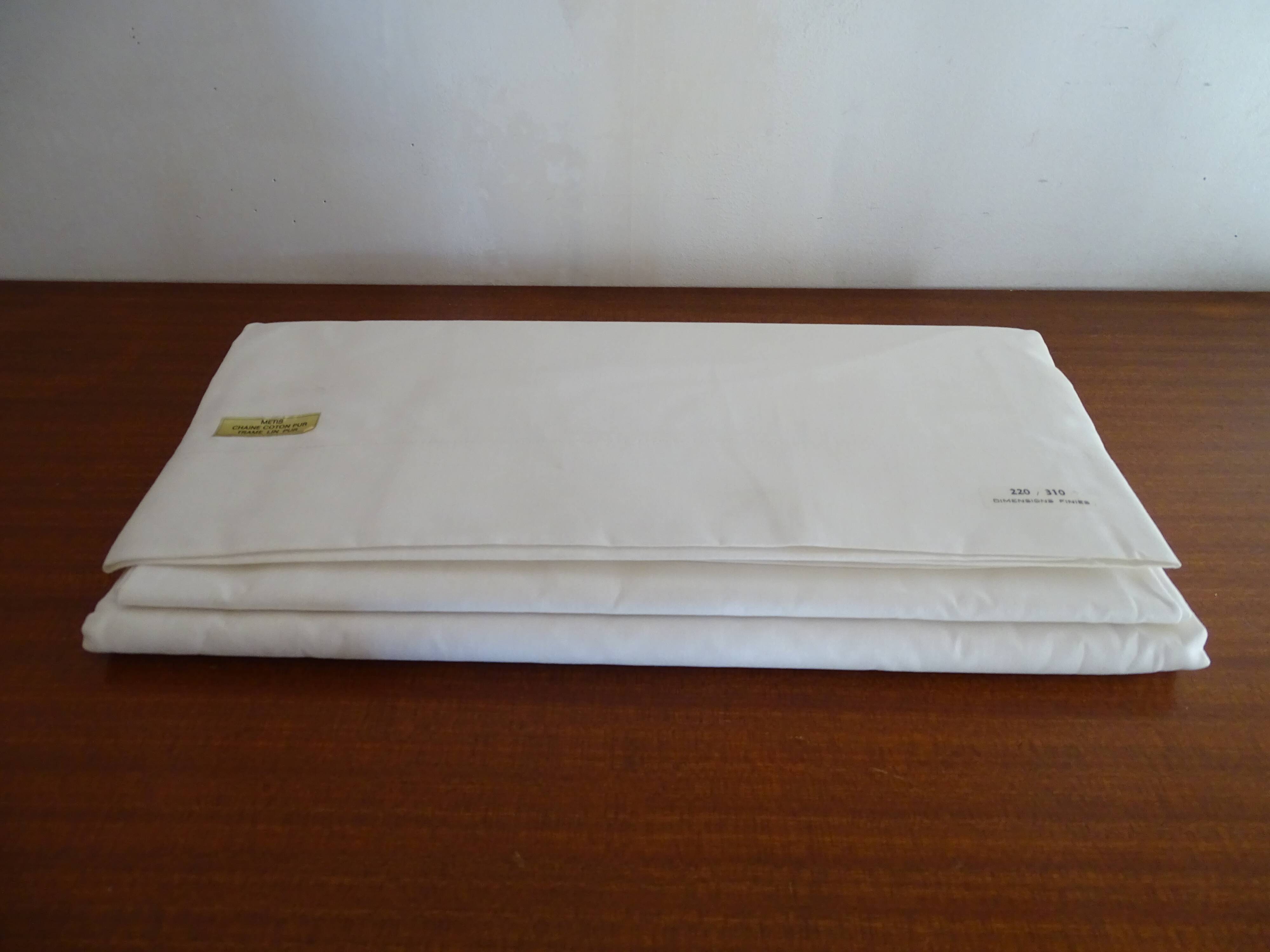 Flat sheet pure weft linen cotton 310 x 220 new period labels