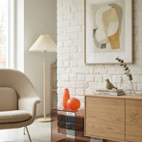 Pair of Murano vases by Seguso - Vintage Corroso glass in orange.