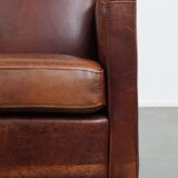 Ensemble complet de canapés et 2 fauteuils Art Déco en cuir de mouton