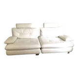 Modular sofa in white leather,