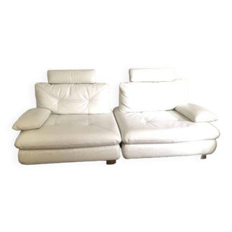 Modular sofa in white leather,