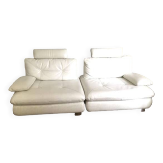 Canapé modulable en cuir blanc,