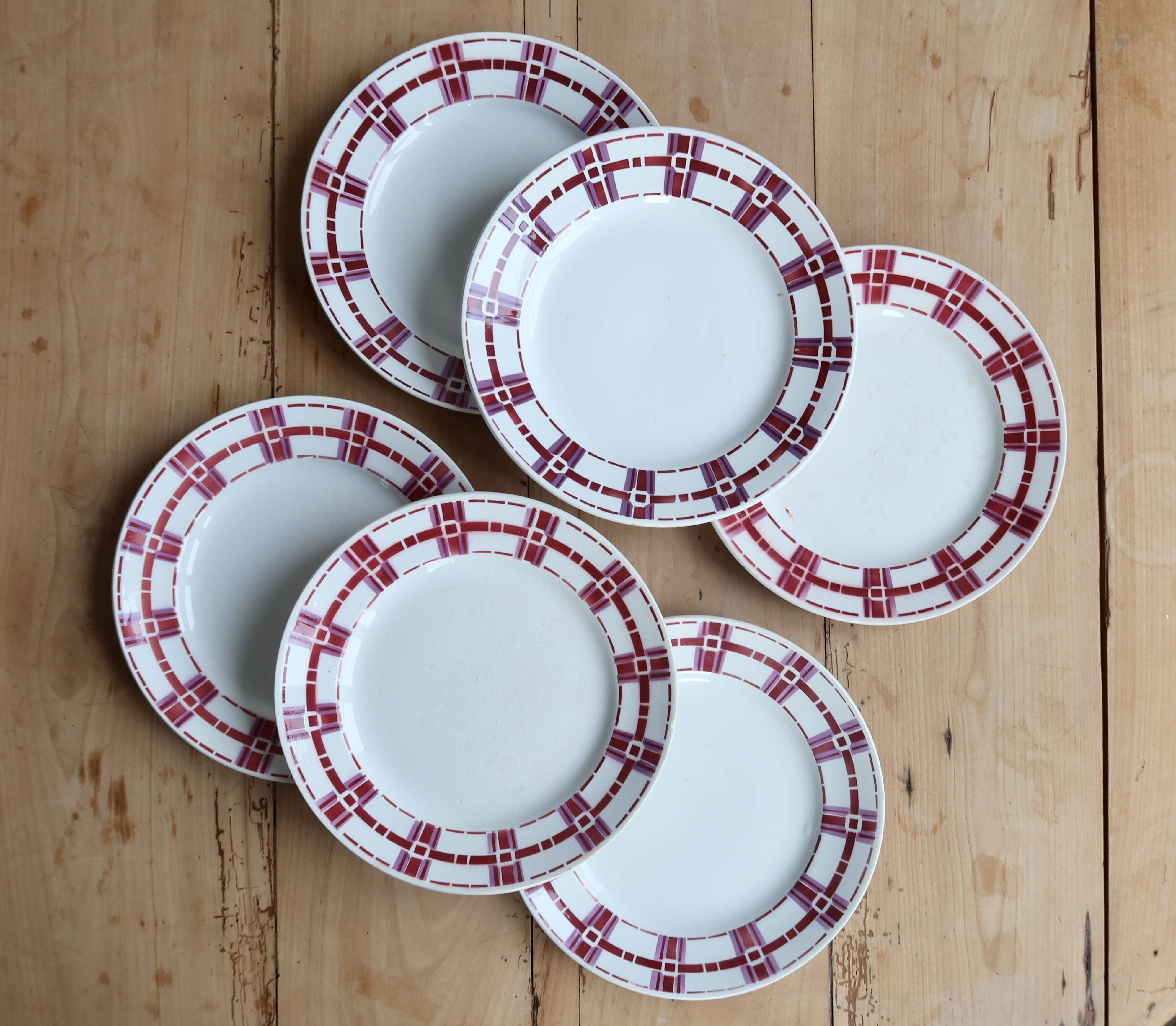 6 vintage ironstone dessert plates Moulins des Loups - Stuar model