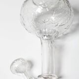 Vintage Glass Decanter: Roses Patterned Wine Carafe, Empoli Italy 1950s