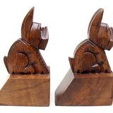 Pair of bookends 1930, wooden dogs