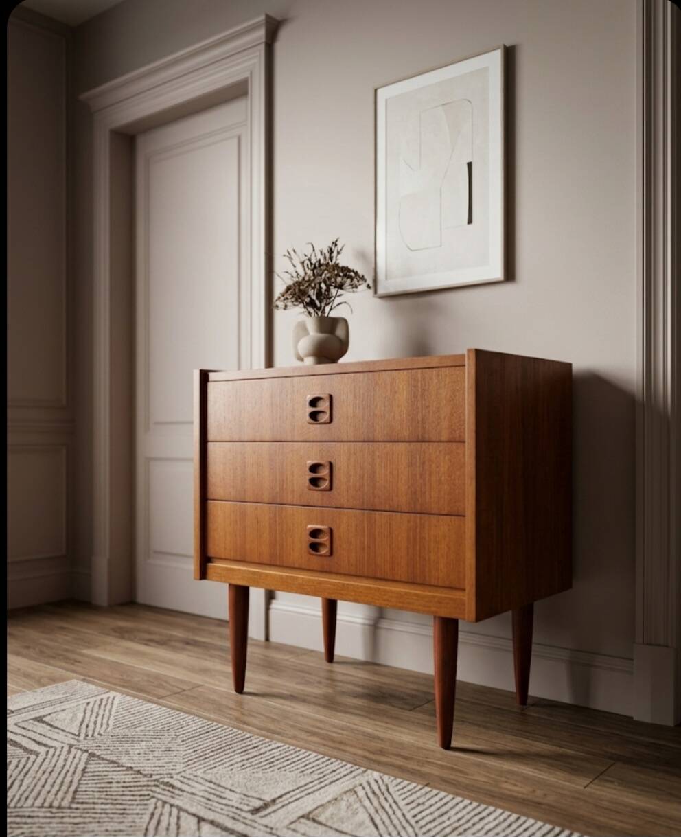 Scandinavian teak chest of drawers from the 1960s.