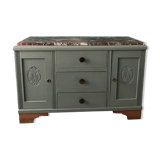 Blue zinc buffet with red marble