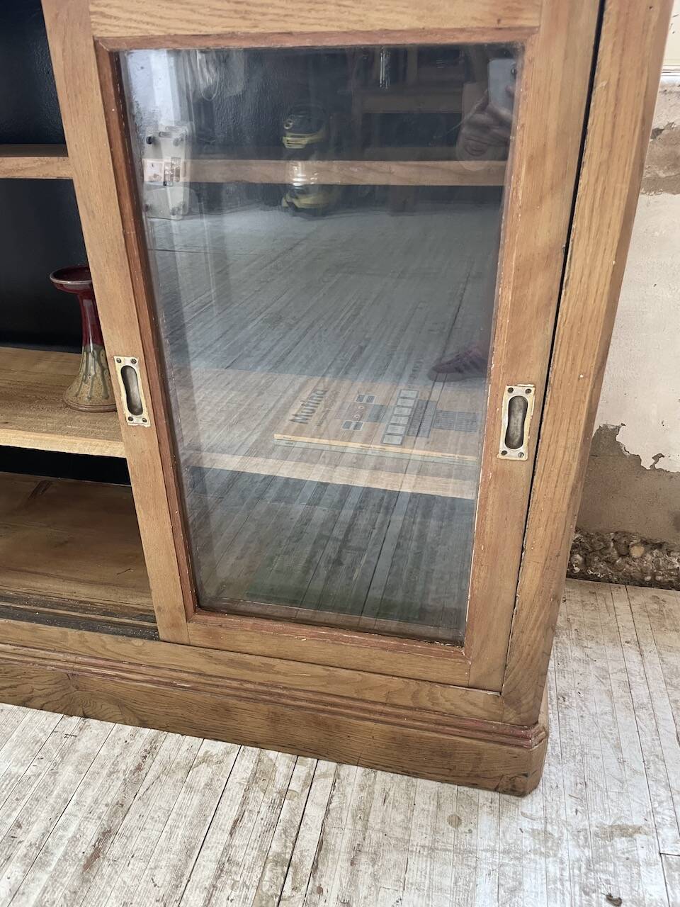 Oak sideboard with glass doors