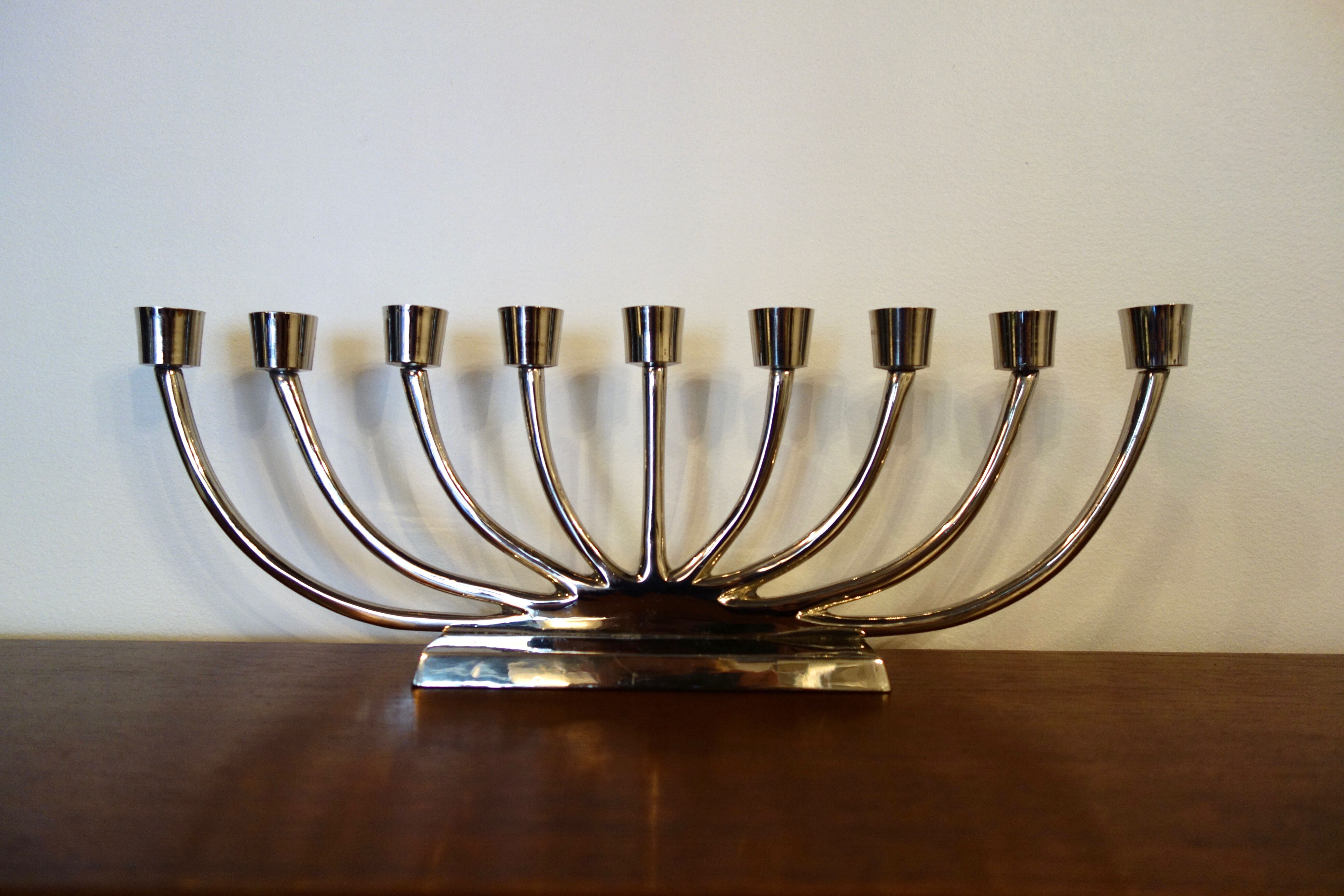 Chandelier Juif en métal argenté des années 70 Selency