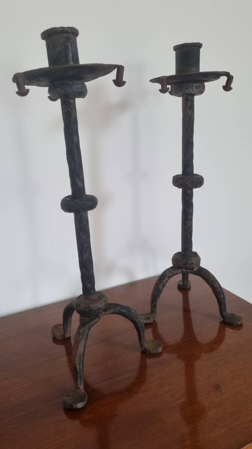 Pair of brutalist candlesticks