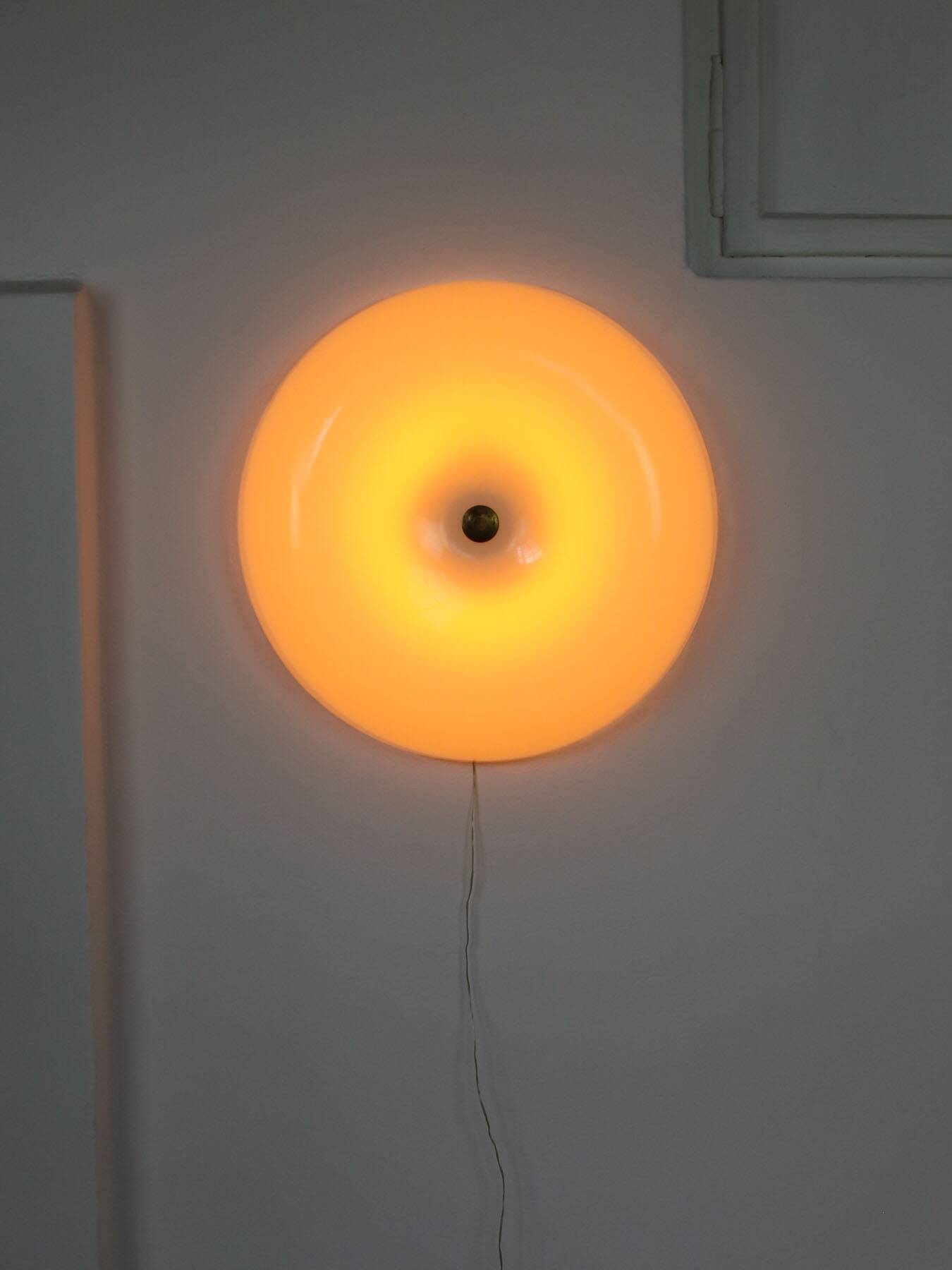 Large Mid Century Modern Italian Plexiglass and Brass Wall Lamp