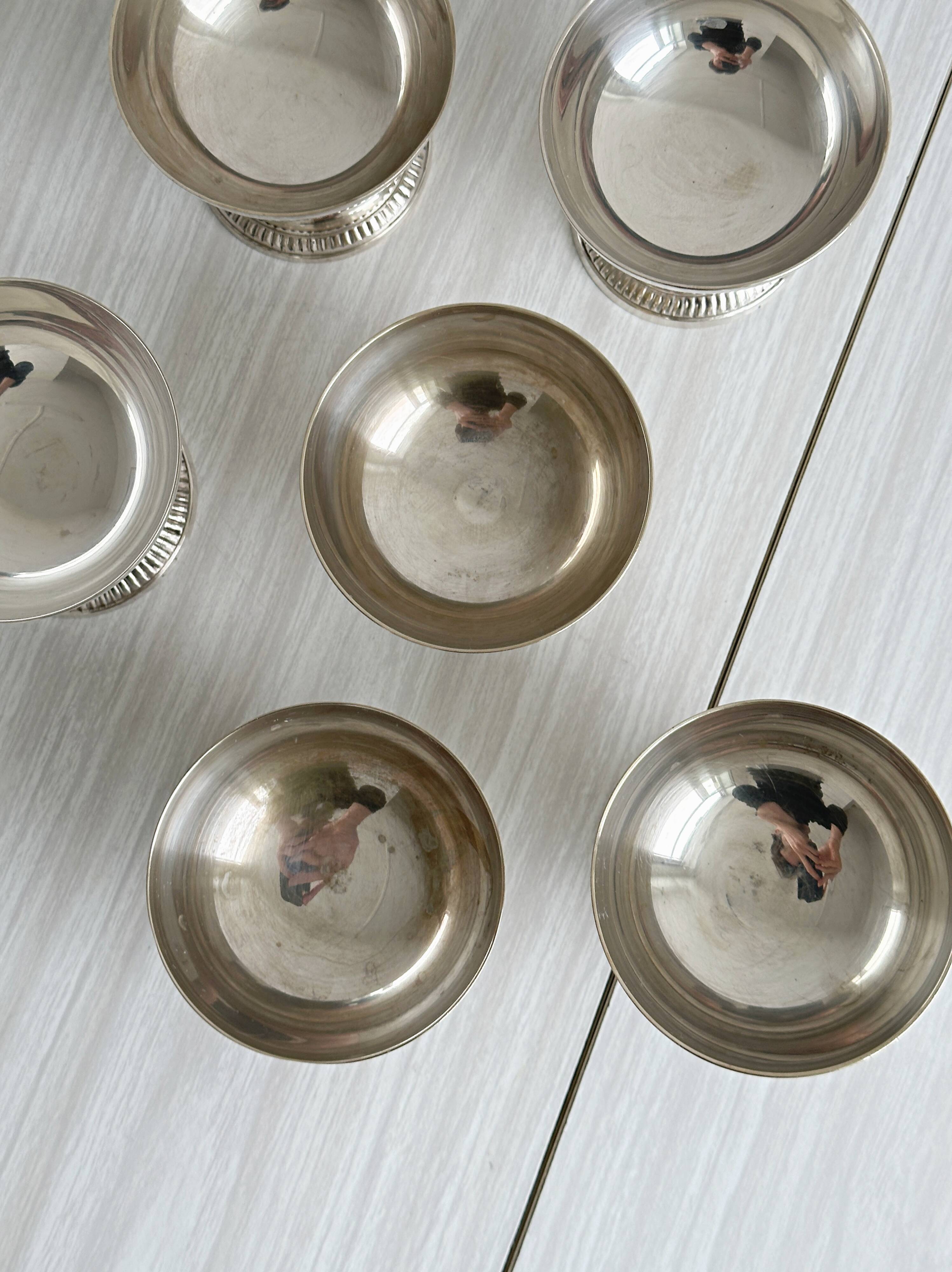 Set of 6 vintage metal dessert bowls