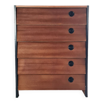 Shoe cabinet, wooden face and sides painted black, circa 1970