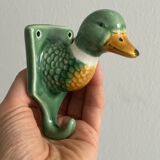 Ceramic slip kitchen towel hooks: Rooster, Hen, Duck.
