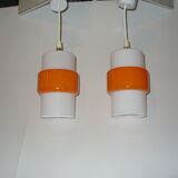 Pair of orange suspensions from the 70s