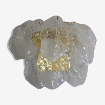 Great wall light 8 leaves Kalmar glass and gold metal