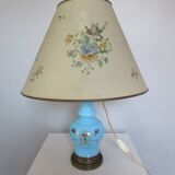 Antique NAP III living room lamp in painted opaline