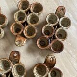 Set of 6 egg dishes in ancient pyrite stoneware