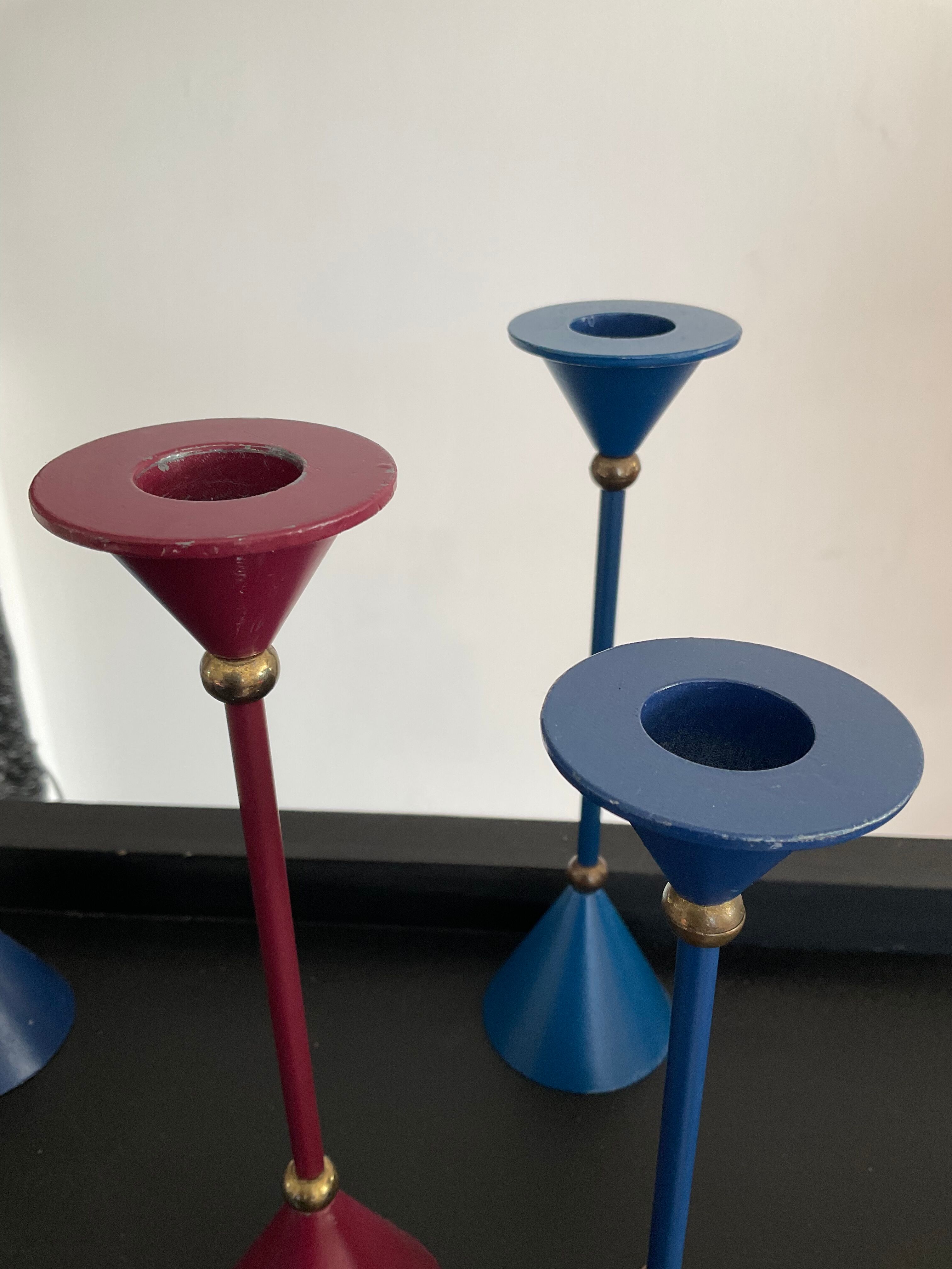 Série de 5 bougeoirs vintage des années 80