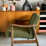 Original vintage polish chair GFM-87 designed by Juliusz Kędziorek in curled fabric