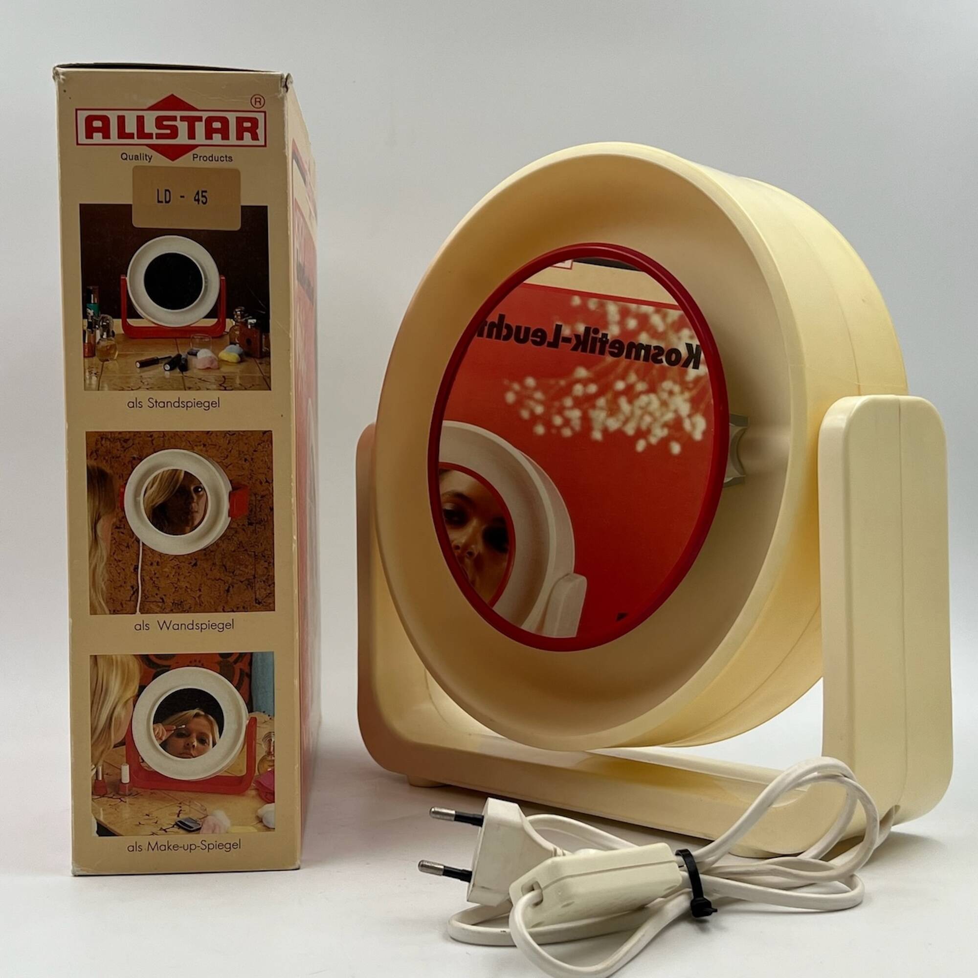 Rare 1960s Space Age Mirror with Light - Vintage Design by Allstar Germany