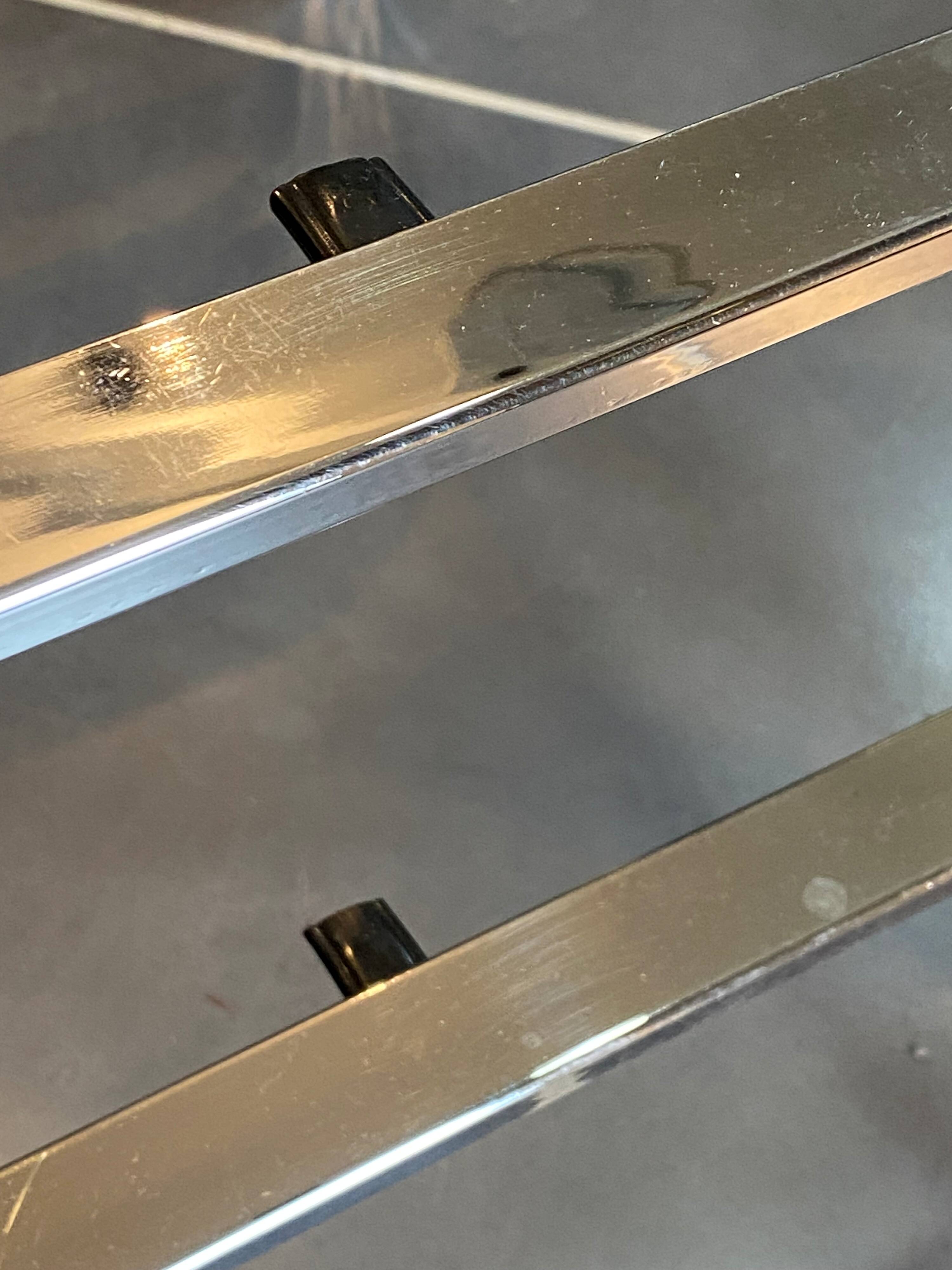 Table basse double plateau verre chrome style Bauhaus vintage 1970