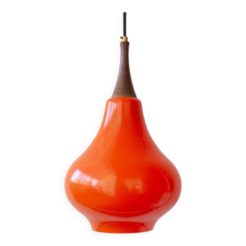 Pendentif en verre orange des années 1960