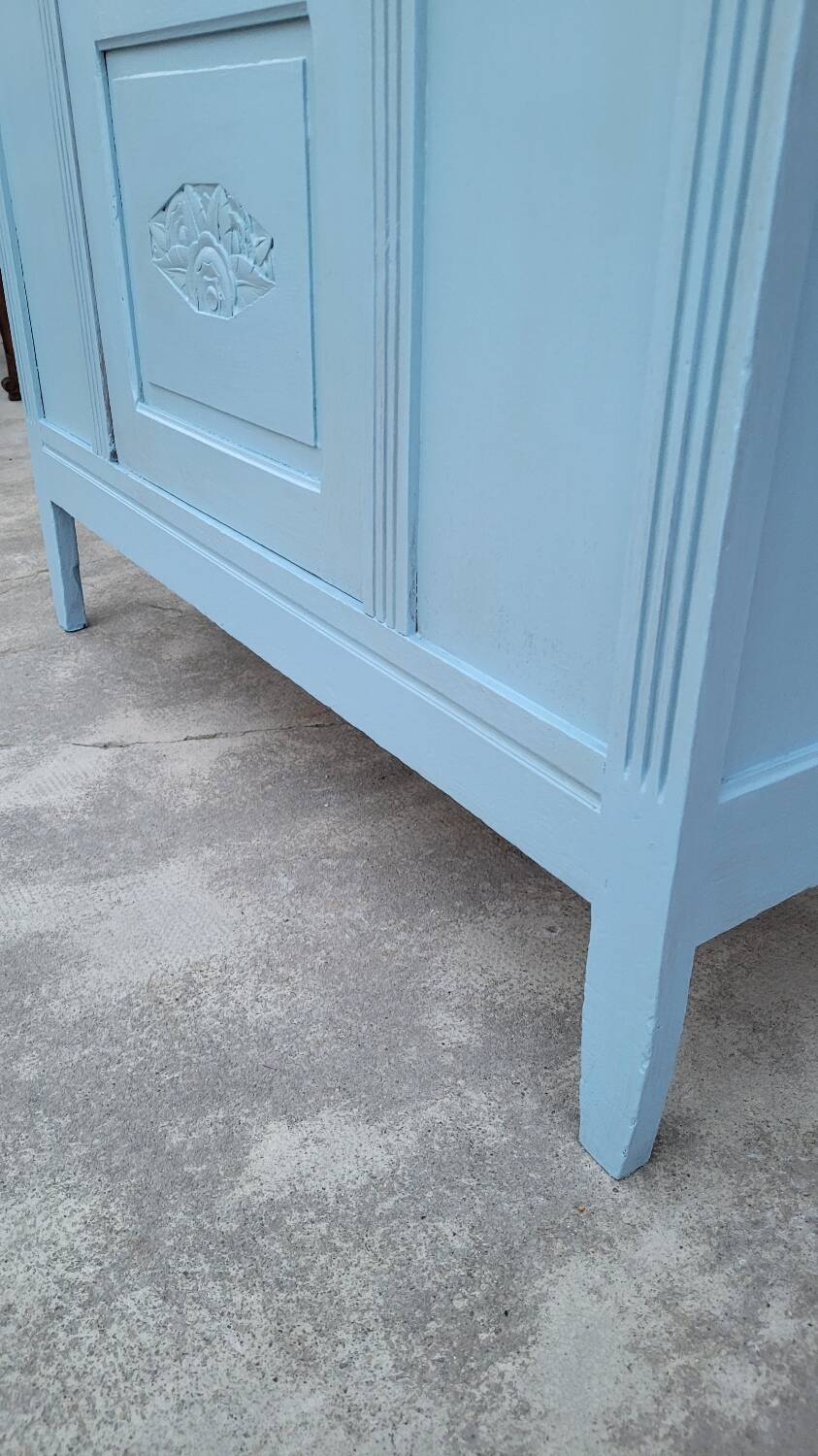 Parisian Art Deco armoire with beveled mirror and painted decoration