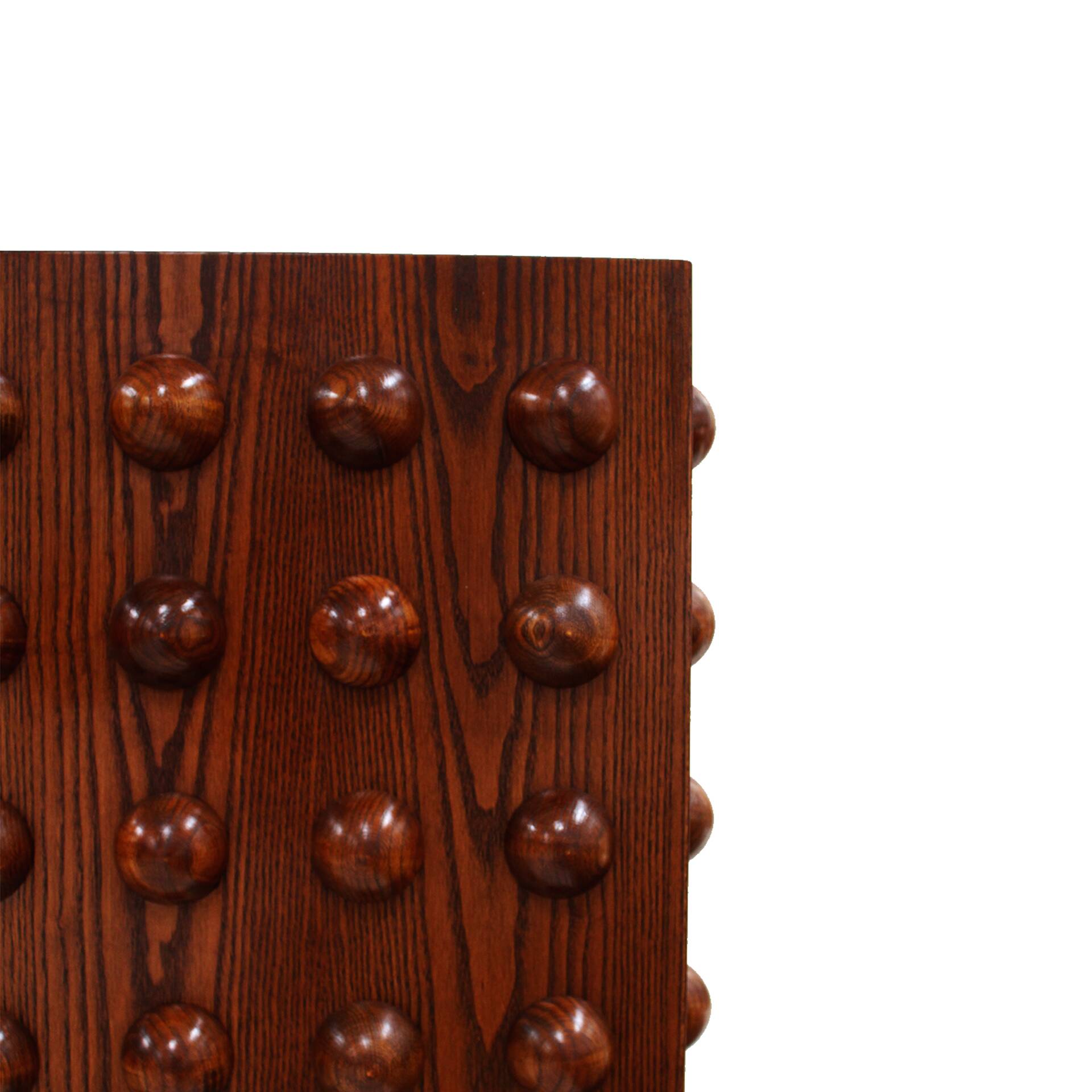 Italian Brutalist Hand-Carved Oak Wood Sideboard with Sculptural Studded Do