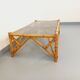 Vintage rectangular coffee table in rattan and smoked glass from the 1970s.