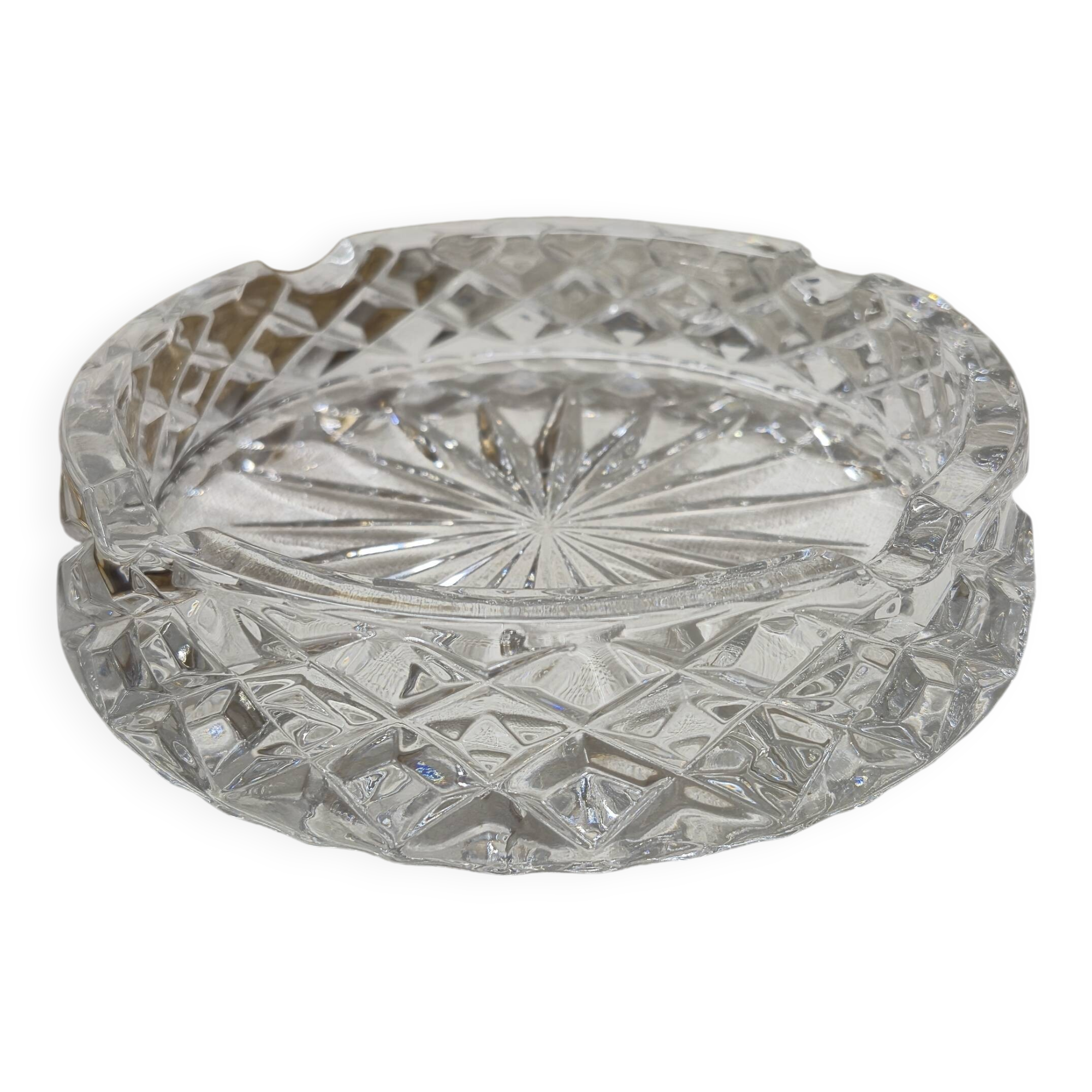 Chiseled glass ashtray