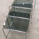 Tables gigognes vintage glass and chrome