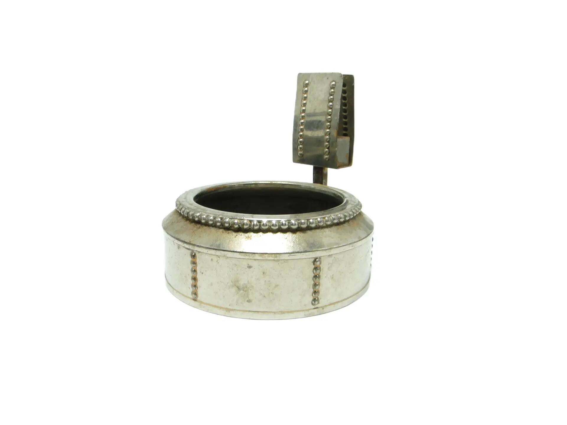 Match holder with ashtray, Art Nouveau, silver-plated brass, Austria, early 20th century