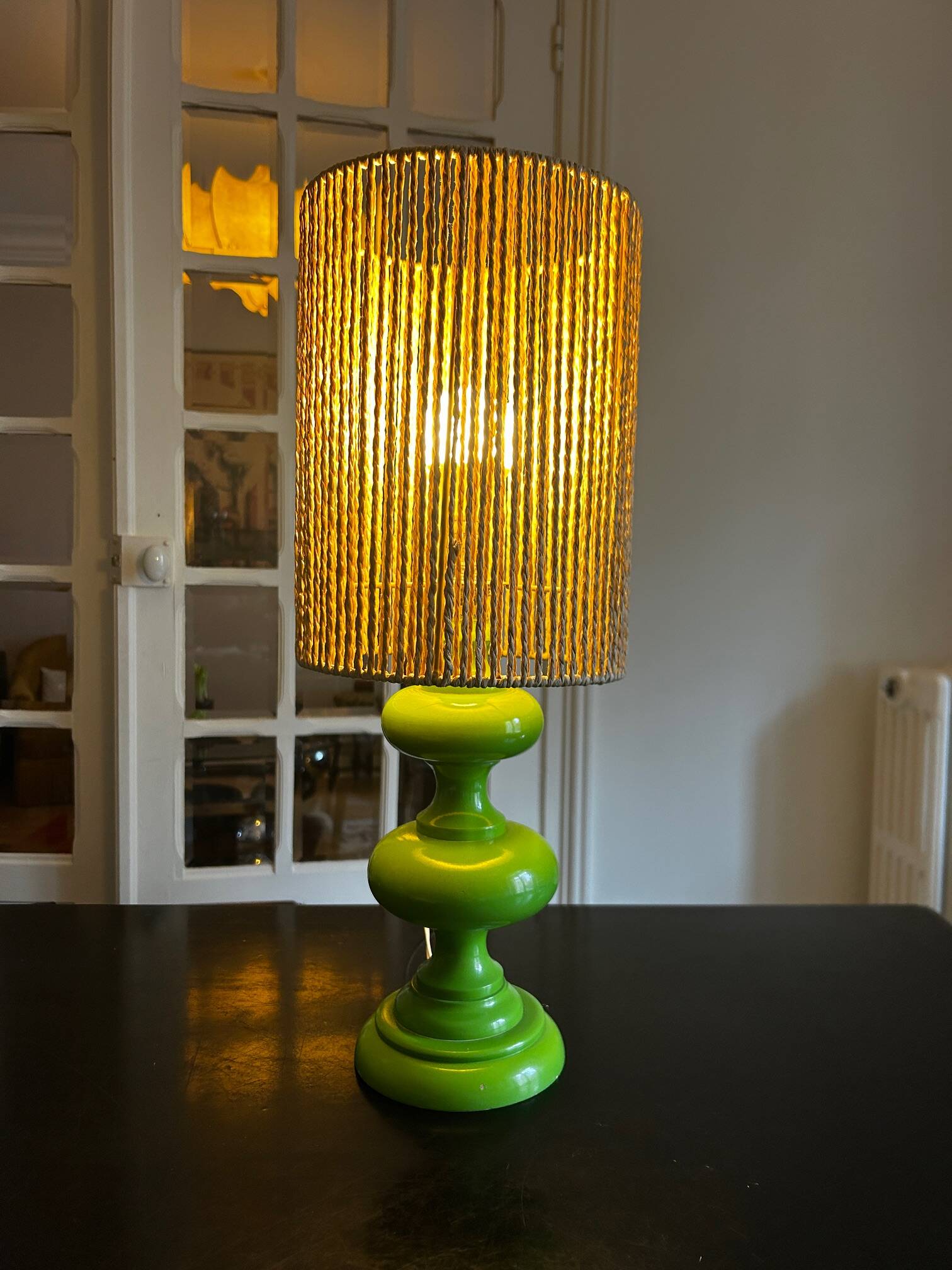 1970s apple green lamp