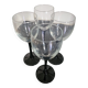 Set of 4 vintage wine glasses model "Domino" – Luminarc (Black stem)