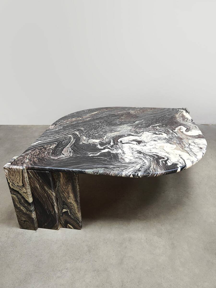 Vintage design marble coffee table midcentury Roche Bobois grey