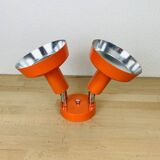 Double adjustable orange spotlight wall lamp from the 70s