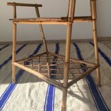 Chevet ou table d’appoint vintage en bambou et rotin